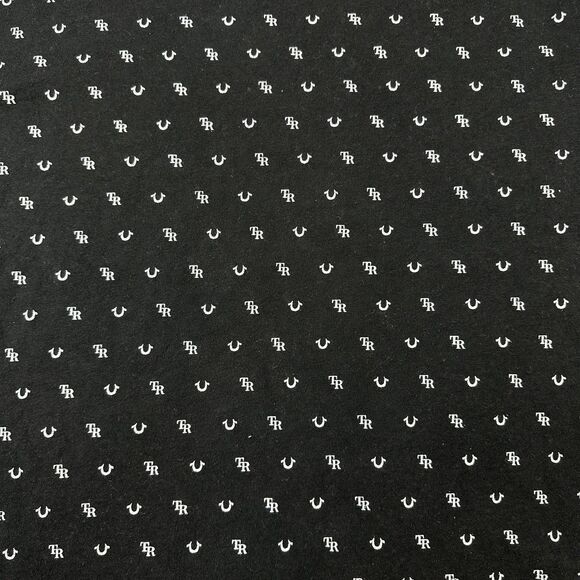 True Religion Shirt Mens XL Black All Over TR Horseshoe Logo Graphic Print Tee - Picture 3 of 9